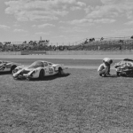 24h de Daytona 1968 Porsche et Ferrari after Crash Eric Della Faille- Vic Elford