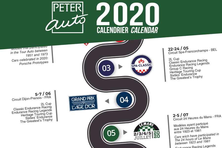 Calendrier Peter Auto 2020, réorganisation et une nouveauté