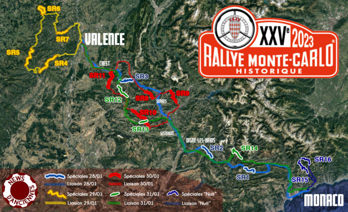Carte Complète du Rallye Monte-Carlo Historique 2023