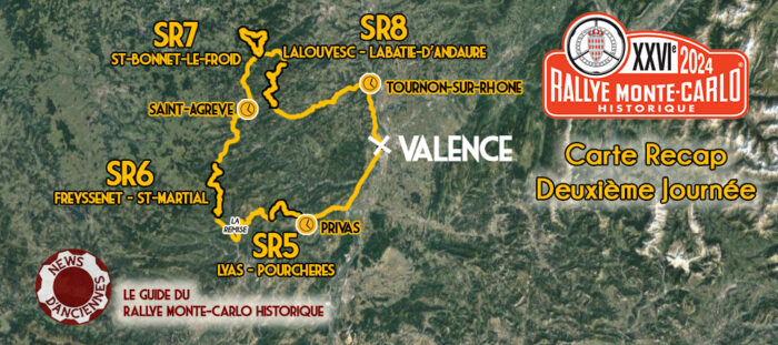 Guide du Rallye Monte Carlo Historique 2024 Carte Recapitulative de la deuxieme journee par News dAnciennes- Rallye Monte-Carlo Historique 2024