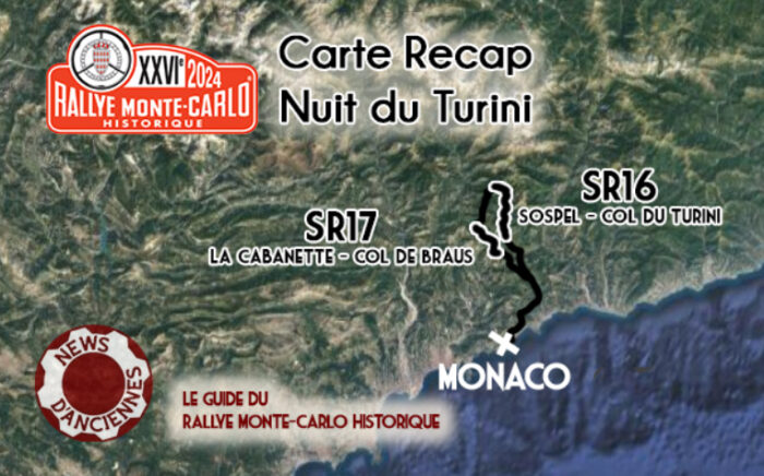Guide du Rallye Monte Carlo Historique 2024 Carte Recapitulative de la nuit du Turini par News dAnciennes- Rallye Monte-Carlo Historique 2024