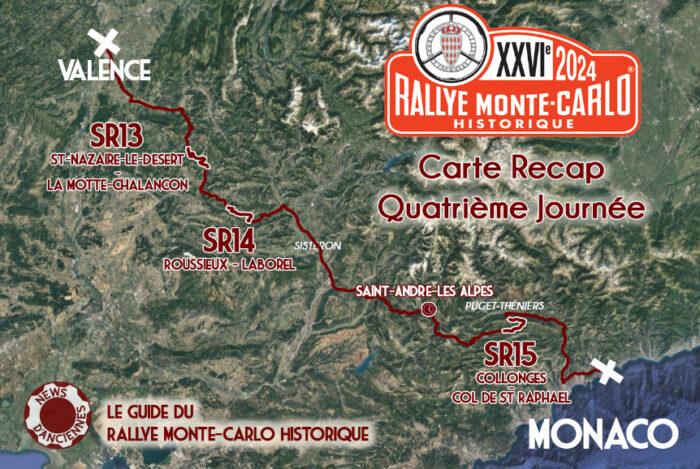 Guide du Rallye Monte Carlo Historique 2024 Carte Recapitulative de la quatrieme journee par News dAnciennes 1- Rallye Monte-Carlo Historique 2024