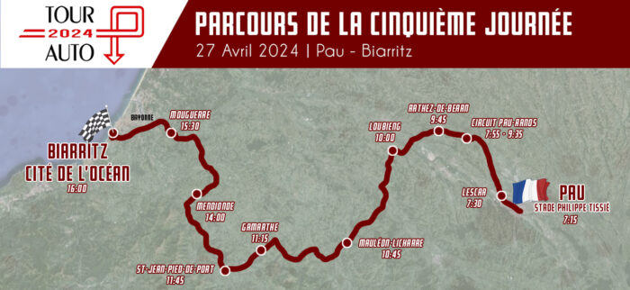 Carte Parcours du Tour Auto 2024 le 27 Avril-
