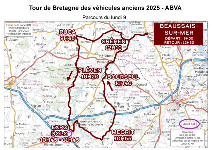 Carte Tour de Bretagne Lundi 9 Juin-