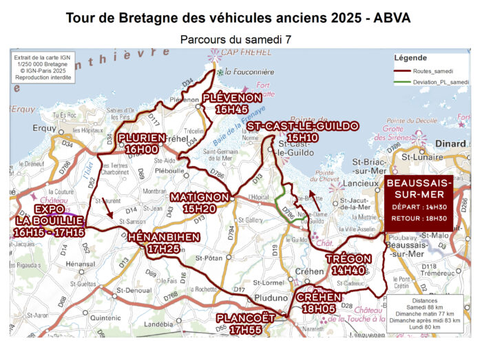 Carte Tour de Bretagne Samedi 7 Juin-