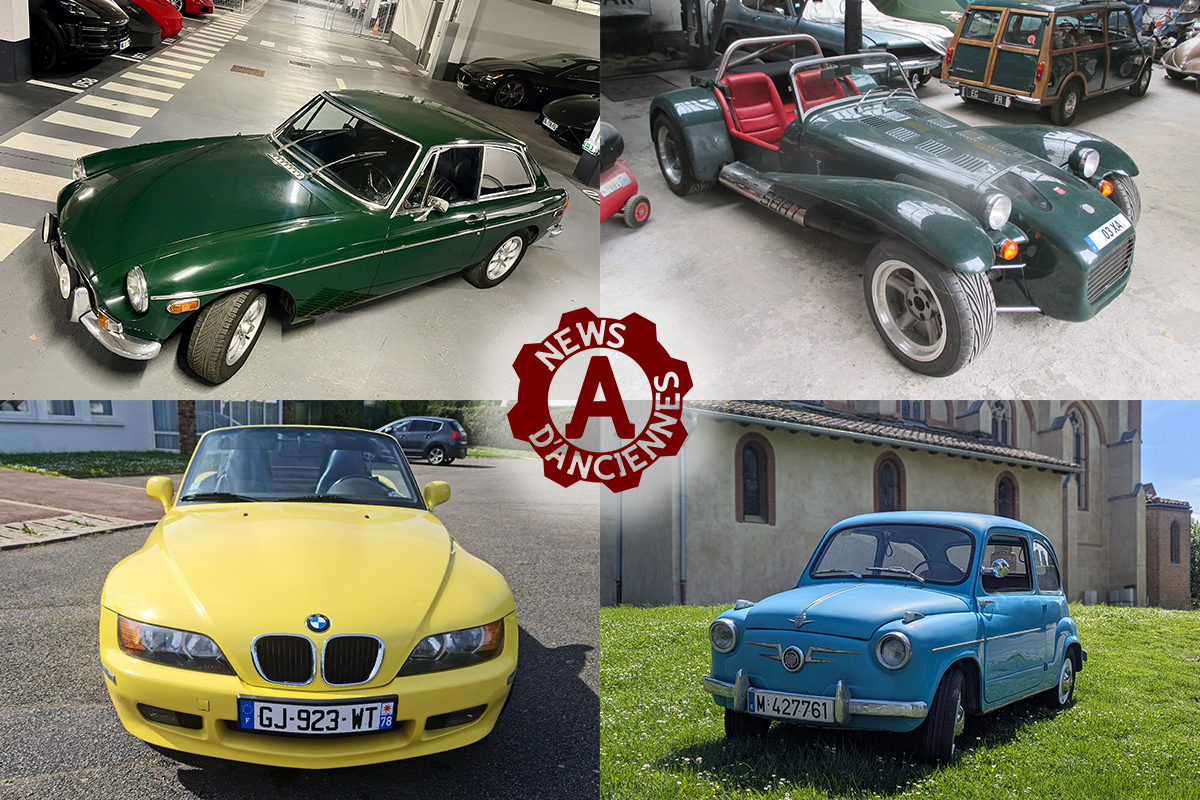 4 petites annonces de voitures anciennes, nouveau tour d’Europe