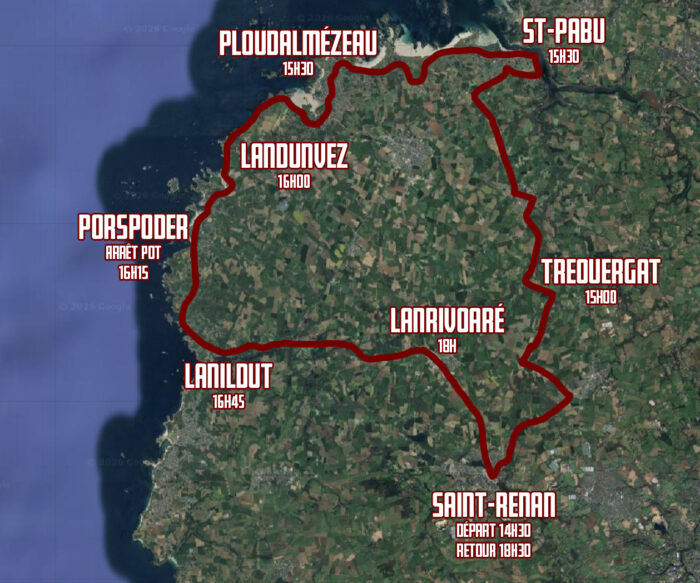 Le parcours du Tour de Bretagne 2026 le Samedi 23 Mai
